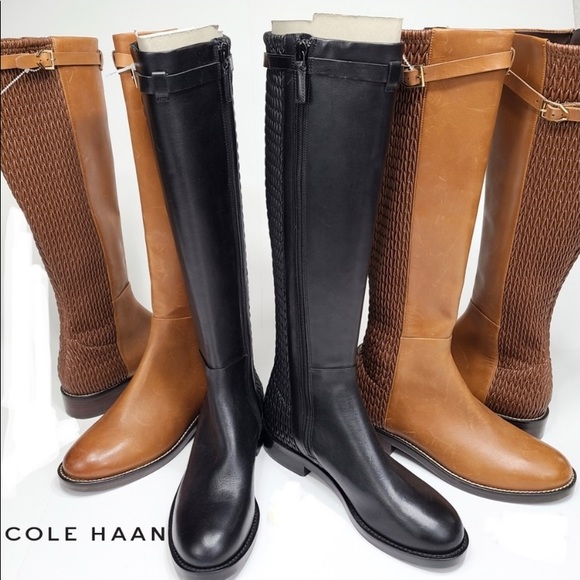 NWT COLE HAAN Women’s Sz 5.5 Lexi Grand British Tan Tall Leather Preppy Boots HP - Picture 2 of 6